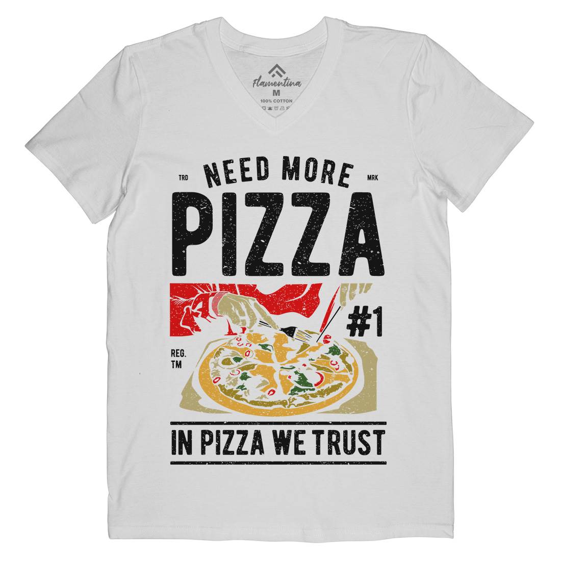 Need More Pizza Mens Organic V-Neck T-Shirt Food A727