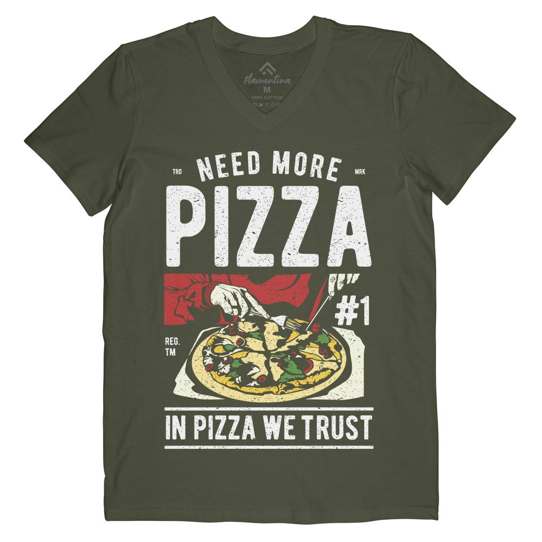 Need More Pizza Mens Organic V-Neck T-Shirt Food A727