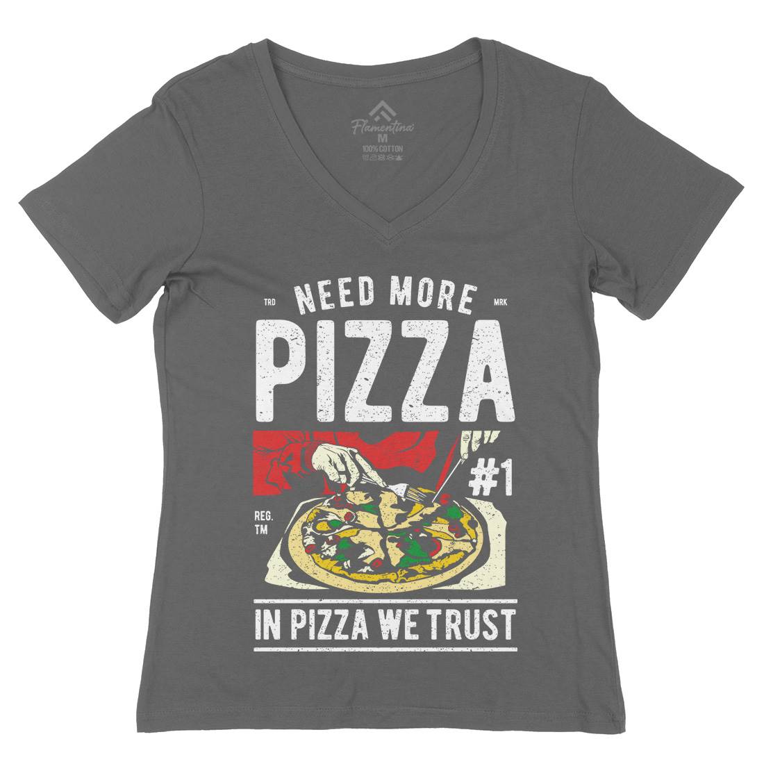 Need More Pizza Womens Organic V-Neck T-Shirt Food A727