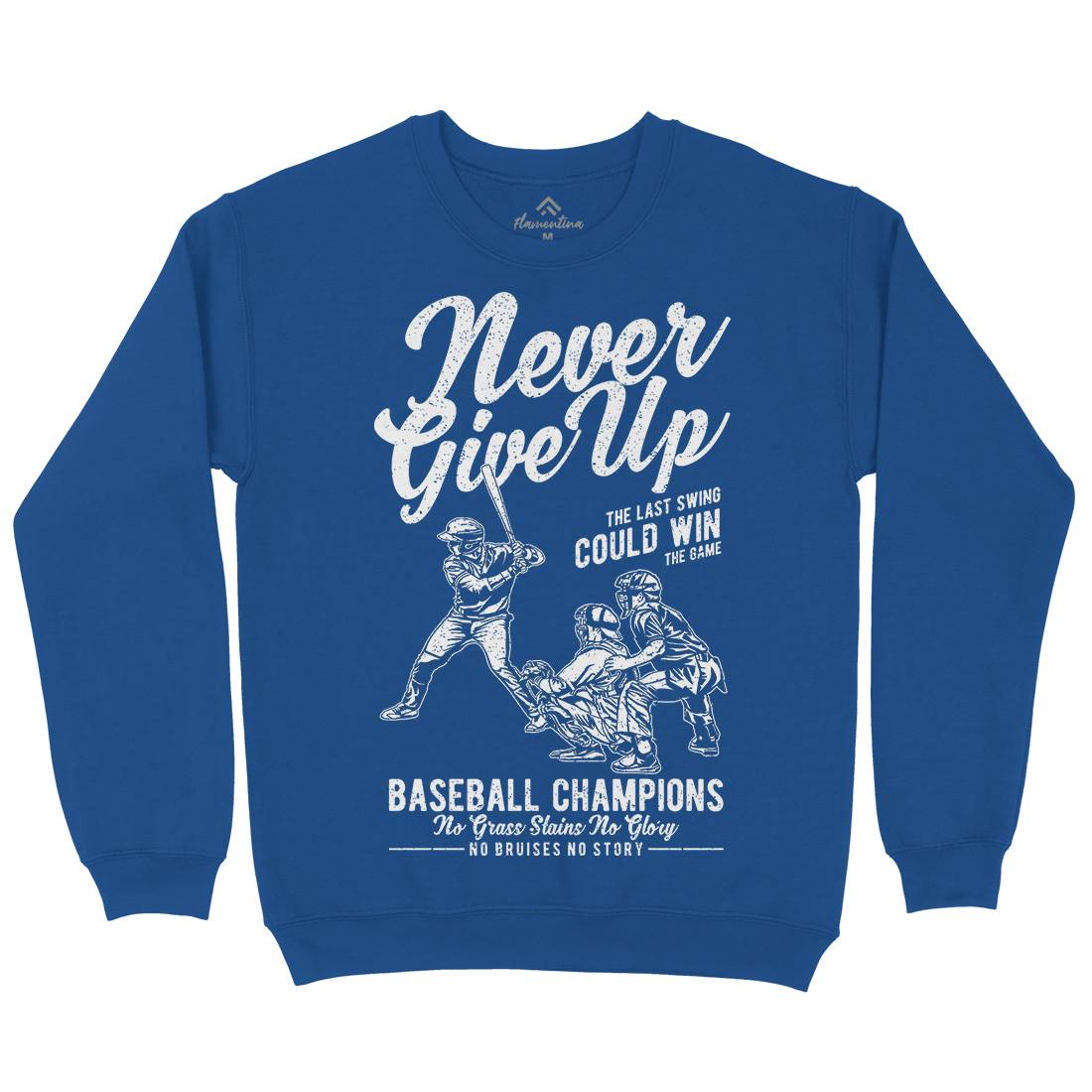 Never Give Up Baseball Kids Crew Neck Sweatshirt Sport A728