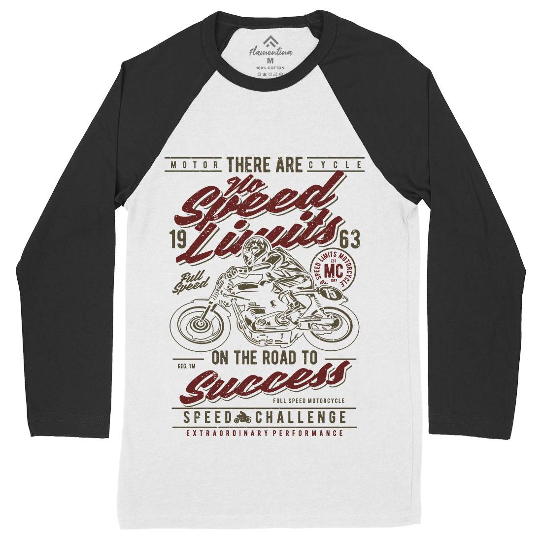 No Speed Limits Mens Long Sleeve Baseball T-Shirt Motorcycles A729