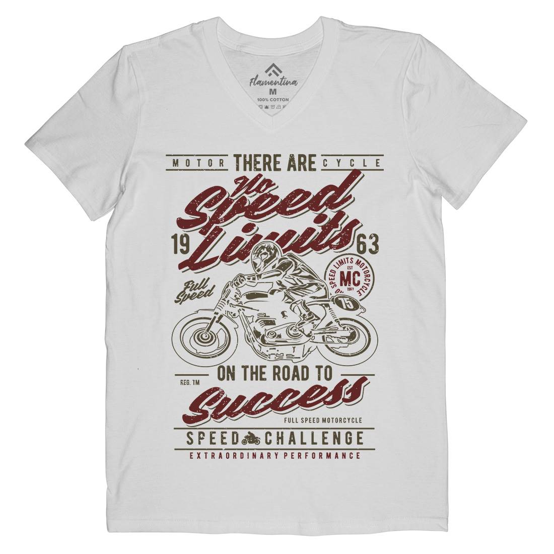 No Speed Limits Mens Organic V-Neck T-Shirt Motorcycles A729