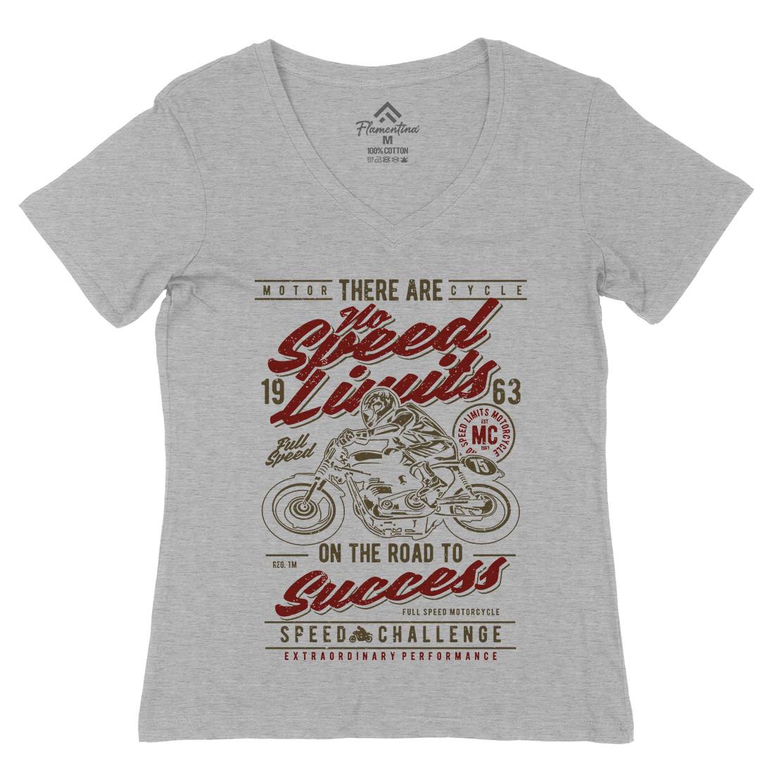 No Speed Limits Womens Organic V-Neck T-Shirt Motorcycles A729