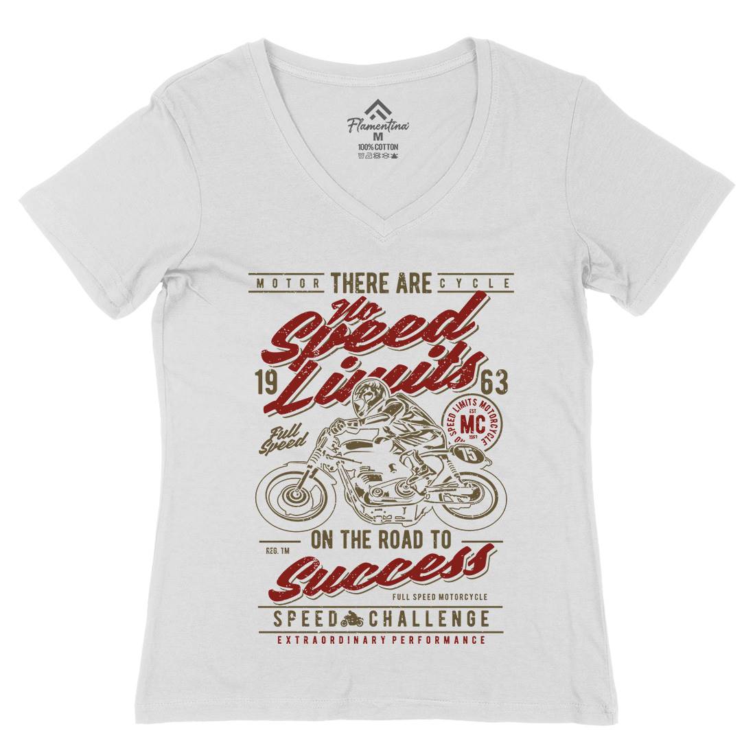 No Speed Limits Womens Organic V-Neck T-Shirt Motorcycles A729