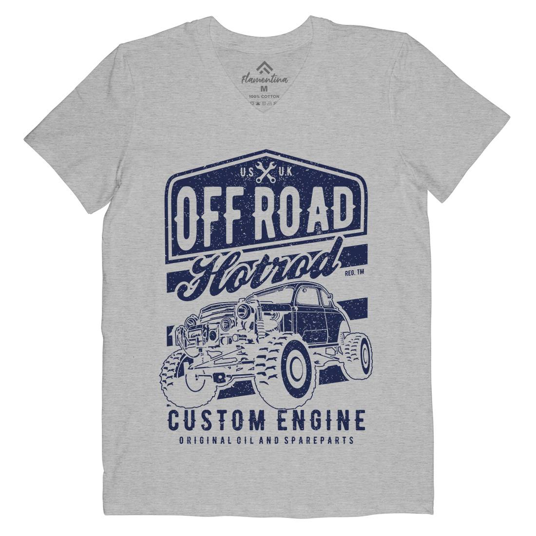 Offroad Hotrod Mens Organic V-Neck T-Shirt Cars A730