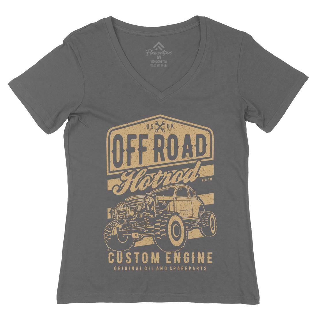 Offroad Hotrod Womens Organic V-Neck T-Shirt Cars A730