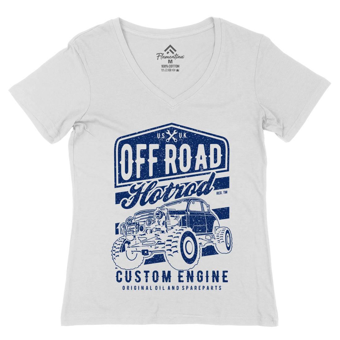 Offroad Hotrod Womens Organic V-Neck T-Shirt Cars A730