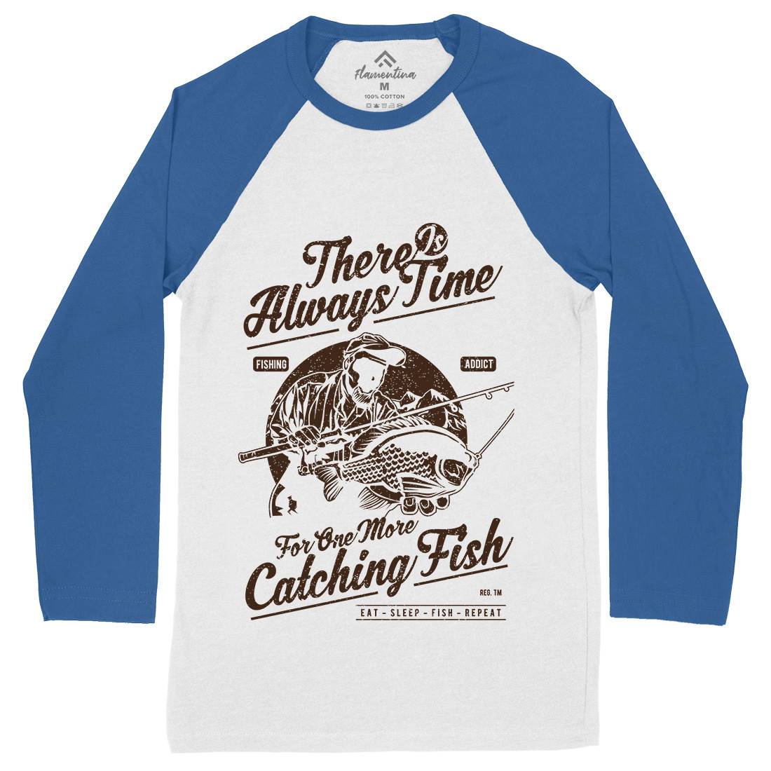 One More Catching Mens Long Sleeve Baseball T-Shirt Fishing A731