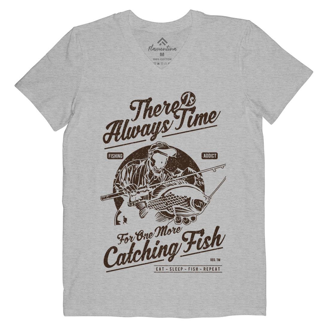 One More Catching Mens V-Neck T-Shirt Fishing A731