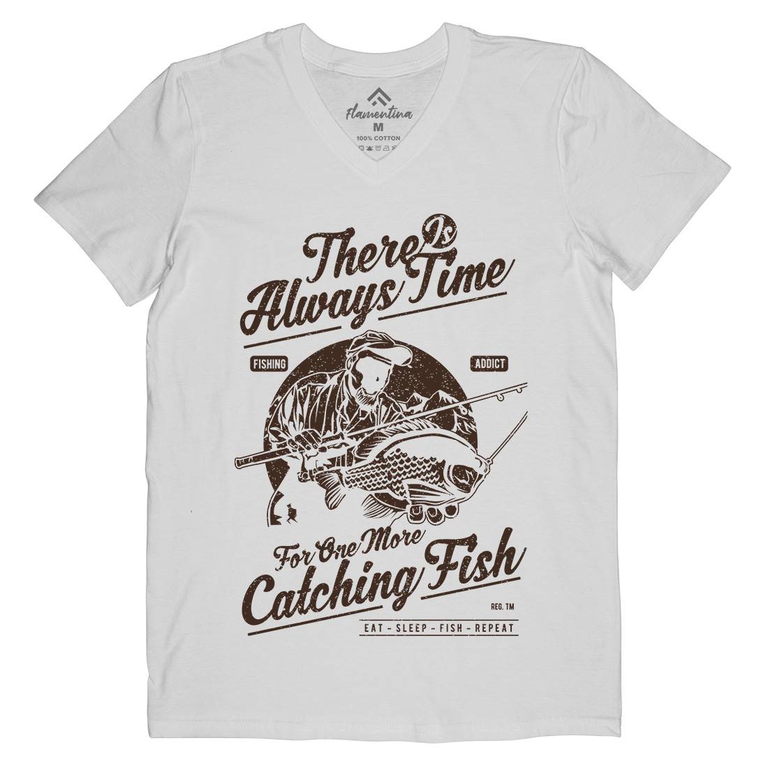 One More Catching Mens Organic V-Neck T-Shirt Fishing A731