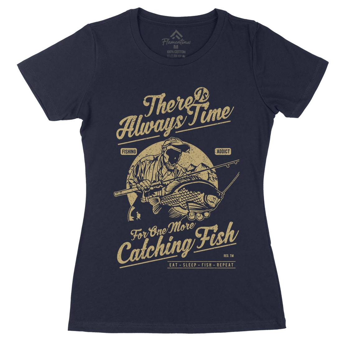 One More Catching Womens Organic Crew Neck T-Shirt Fishing A731