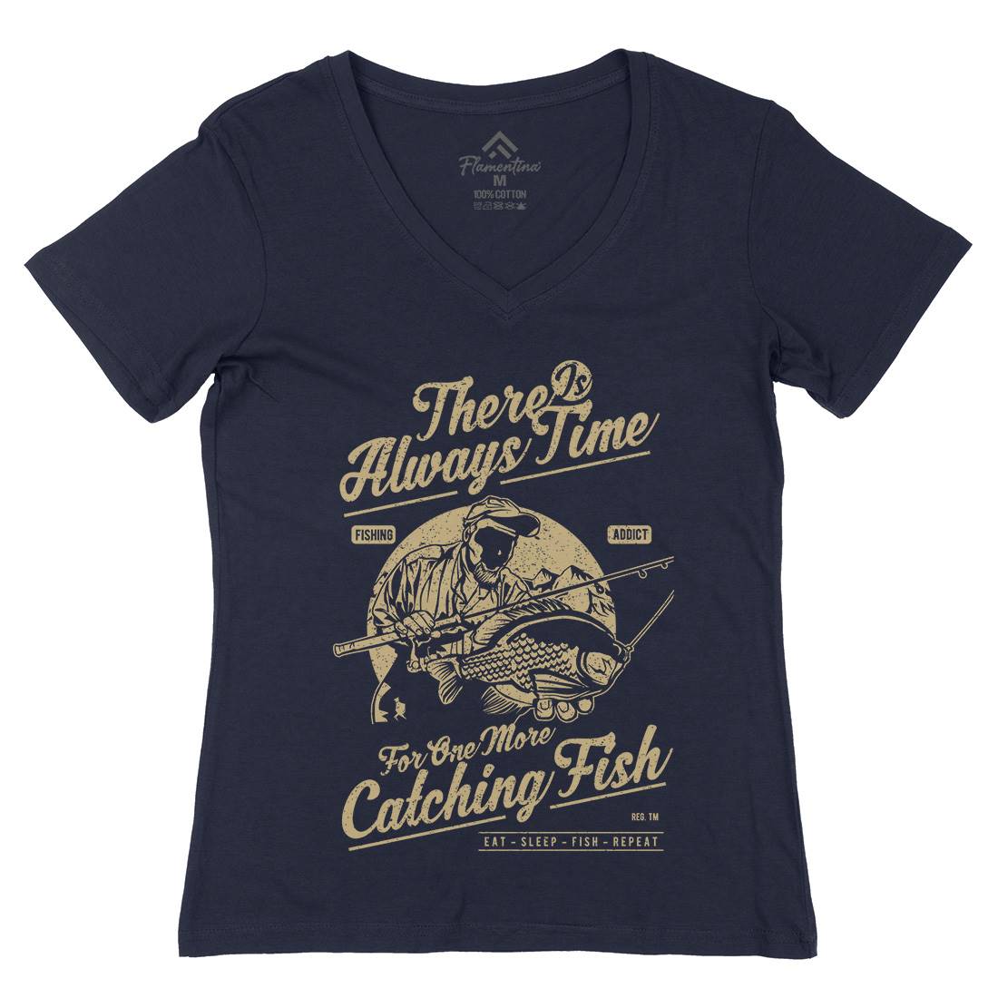One More Catching Womens Organic V-Neck T-Shirt Fishing A731