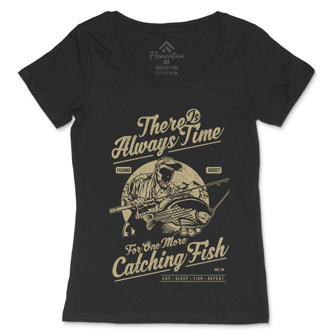 One More Catching Womens Scoop Neck T-Shirt Fishing A731