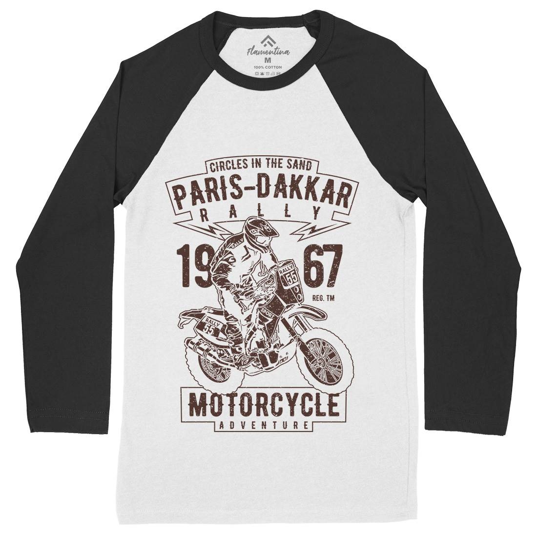 Dakar Mens Long Sleeve Baseball T-Shirt Motorcycles A732