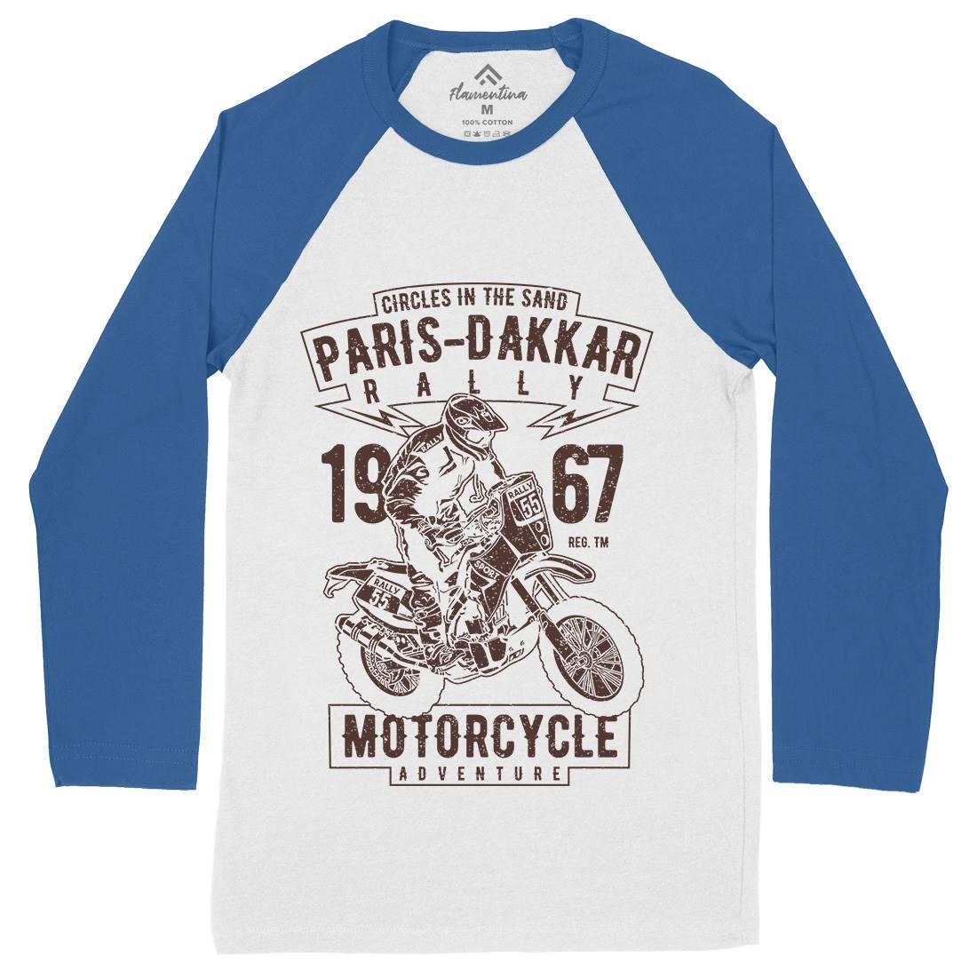 Dakar Mens Long Sleeve Baseball T-Shirt Motorcycles A732