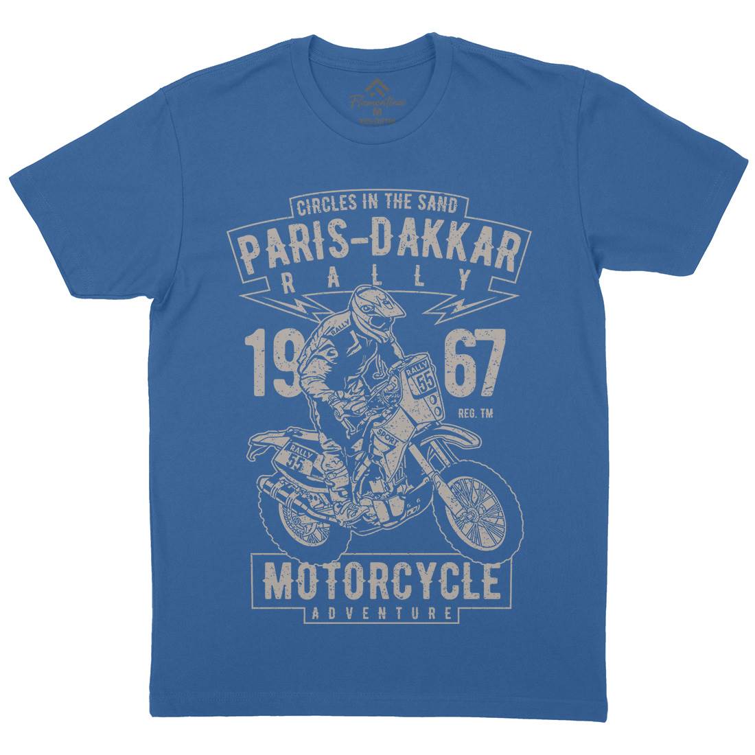 Dakar Mens Organic Crew Neck T-Shirt Motorcycles A732
