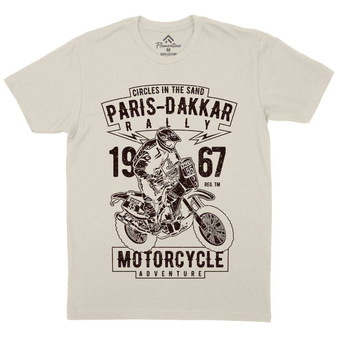 Dakar Mens Organic Crew Neck T-Shirt Motorcycles A732