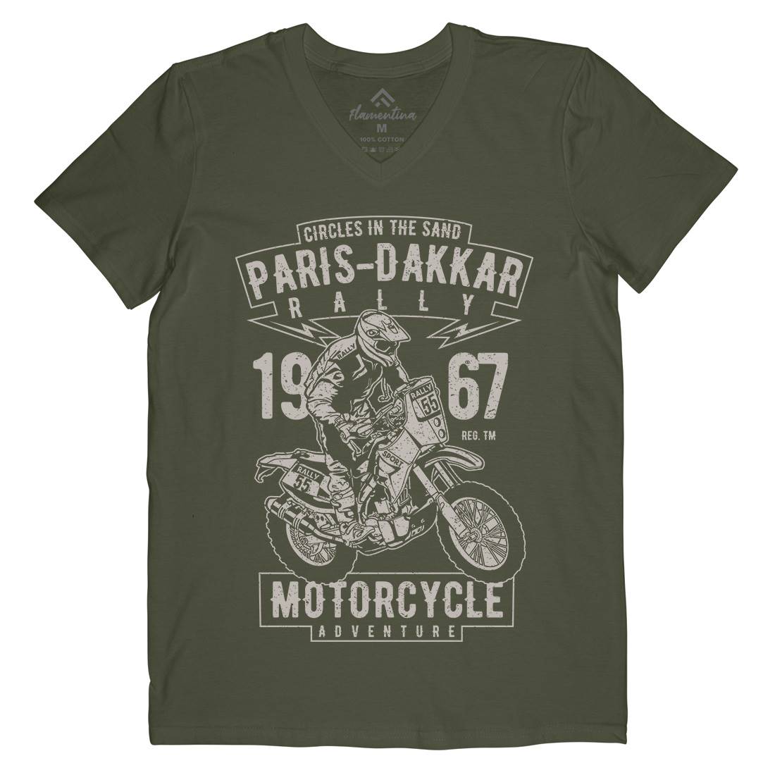 Dakar Mens Organic V-Neck T-Shirt Motorcycles A732