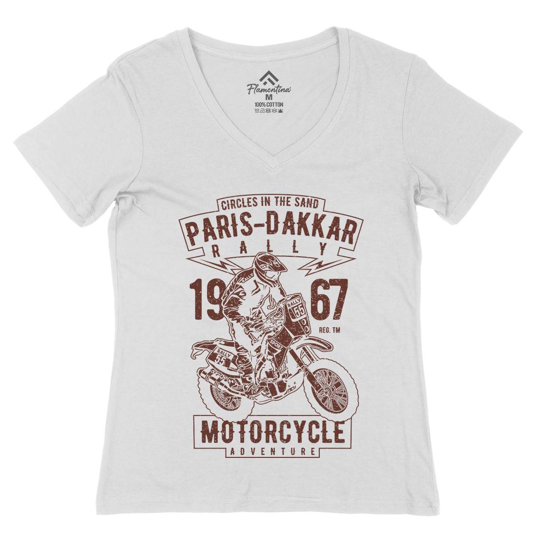 Dakar Womens Organic V-Neck T-Shirt Motorcycles A732