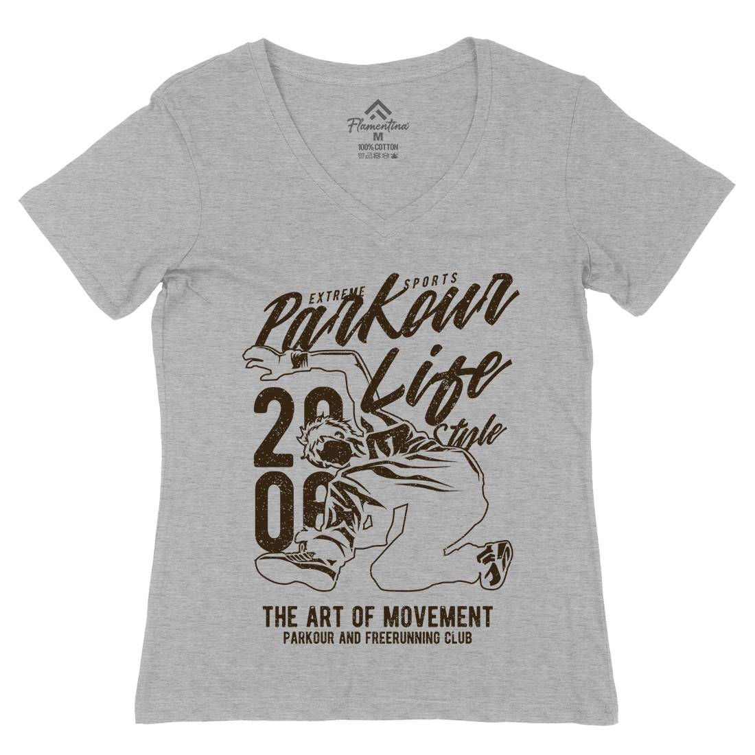 Parkour Life Style Womens Organic V-Neck T-Shirt Sport A733