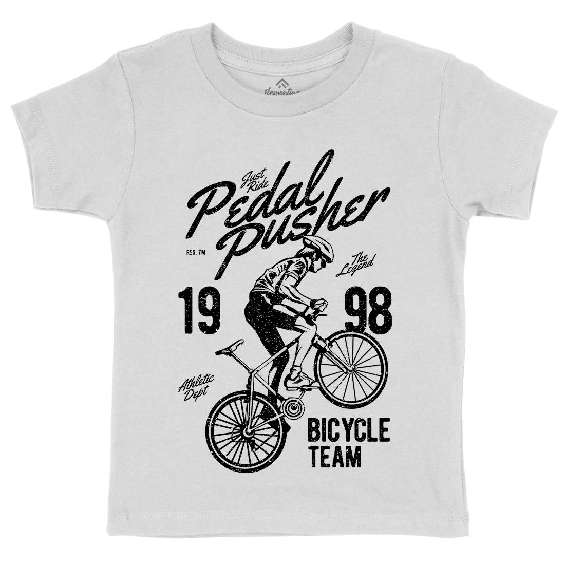 Pedal Pusher Kids Organic Crew Neck T-Shirt Bikes A734