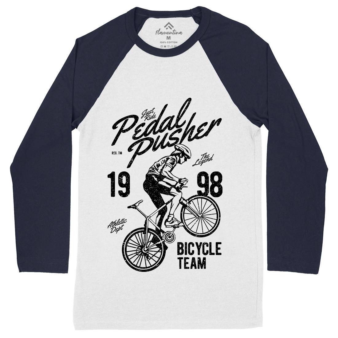 Pedal Pusher Mens Long Sleeve Baseball T-Shirt Bikes A734