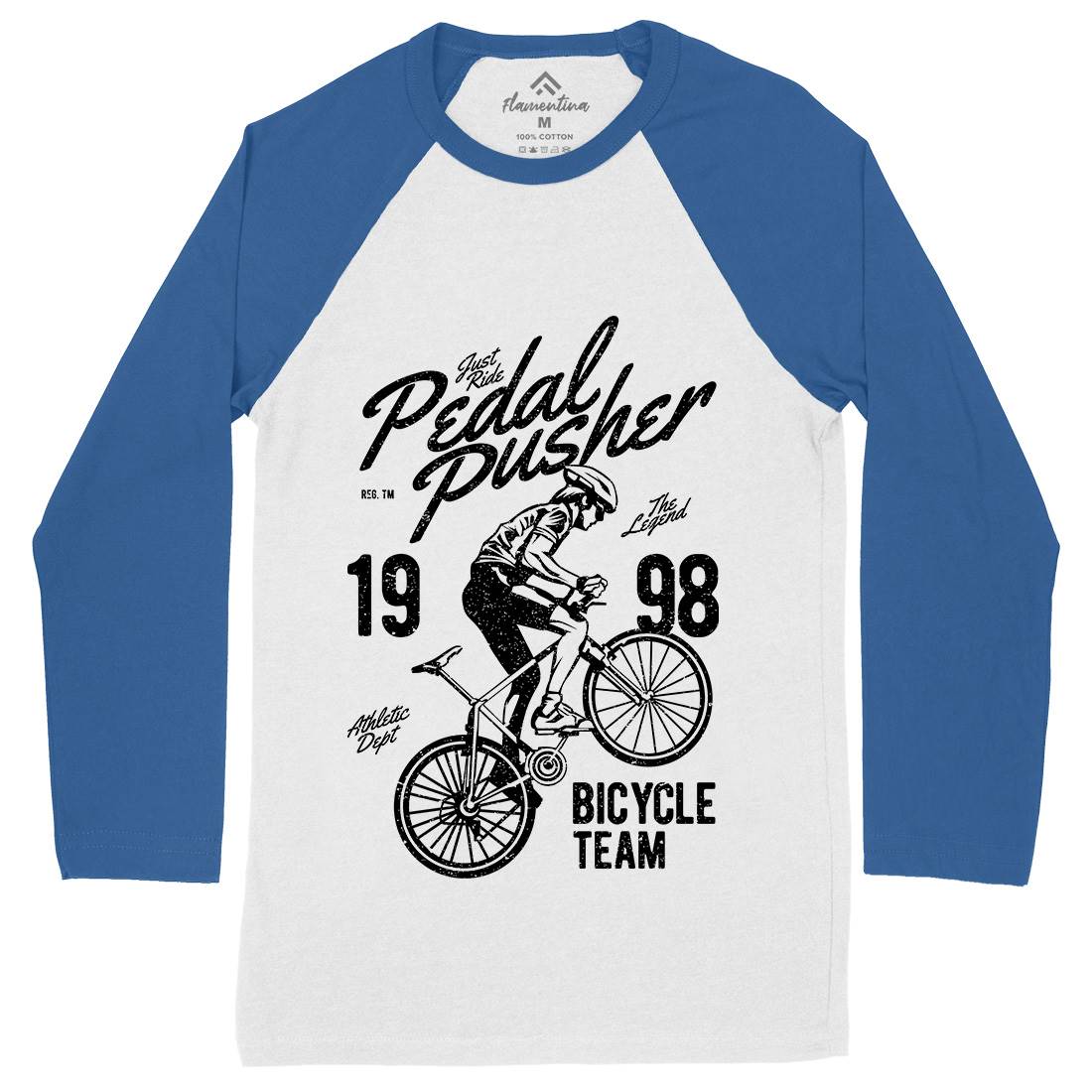 Pedal Pusher Mens Long Sleeve Baseball T-Shirt Bikes A734