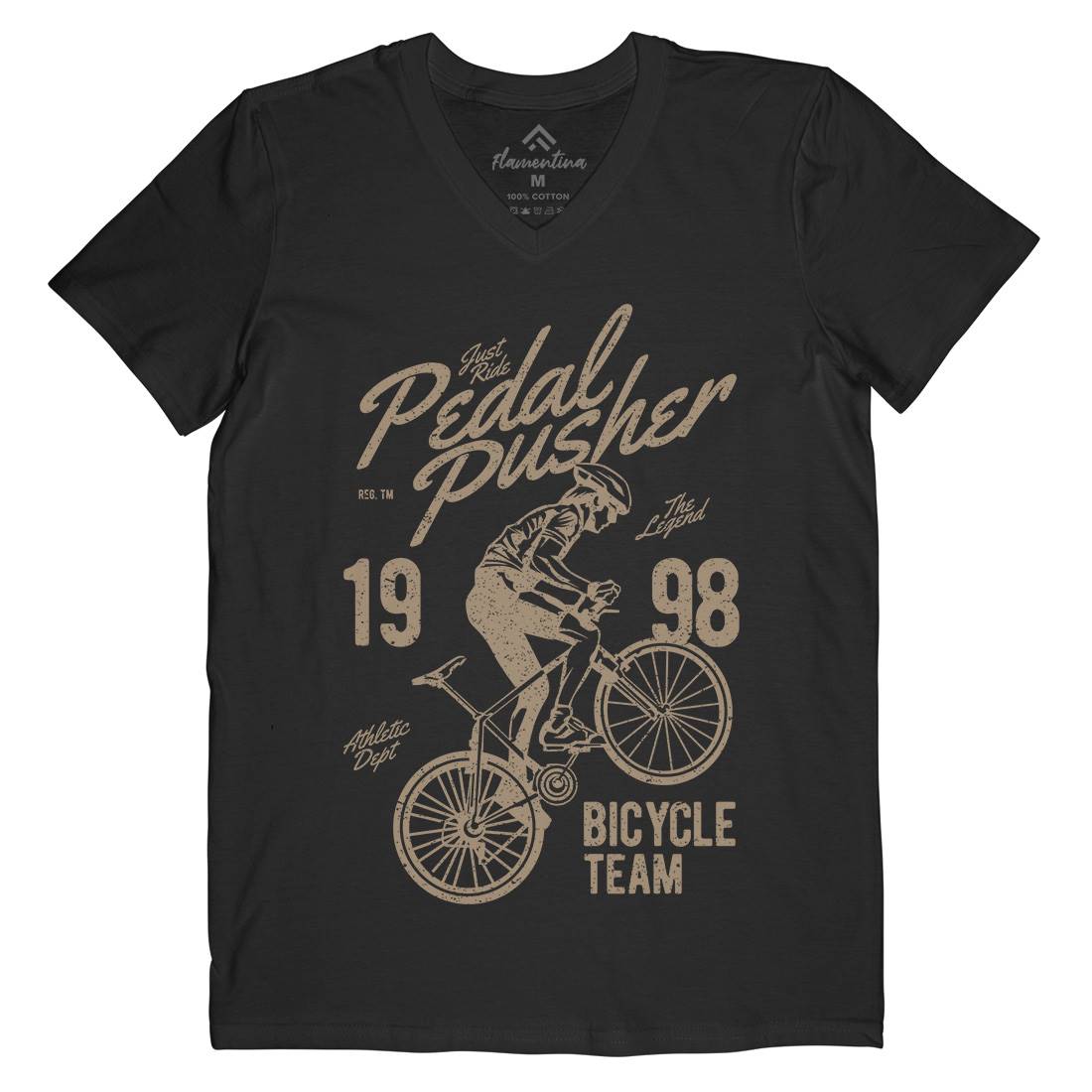 Pedal Pusher Mens V-Neck T-Shirt Bikes A734