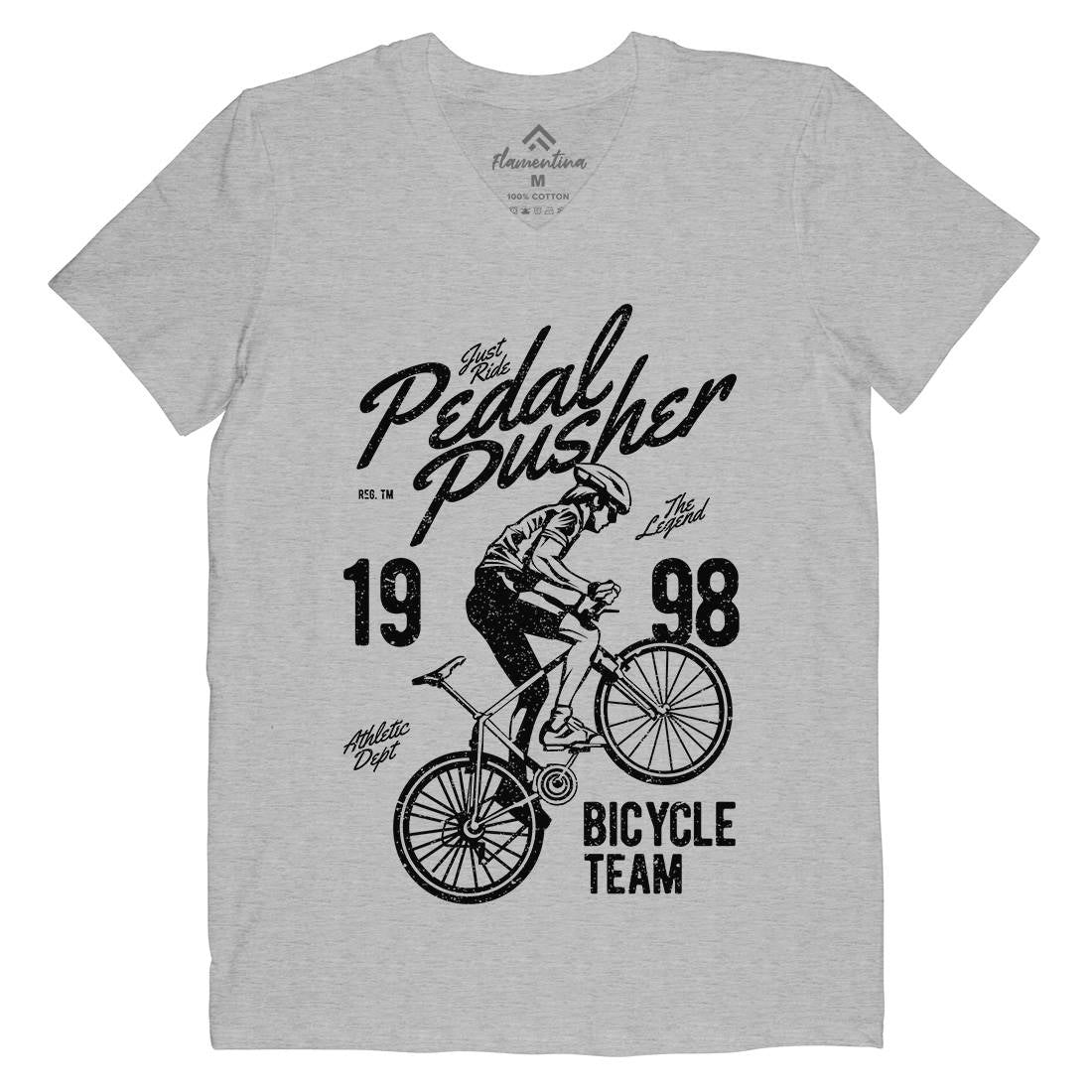Pedal Pusher Mens Organic V-Neck T-Shirt Bikes A734