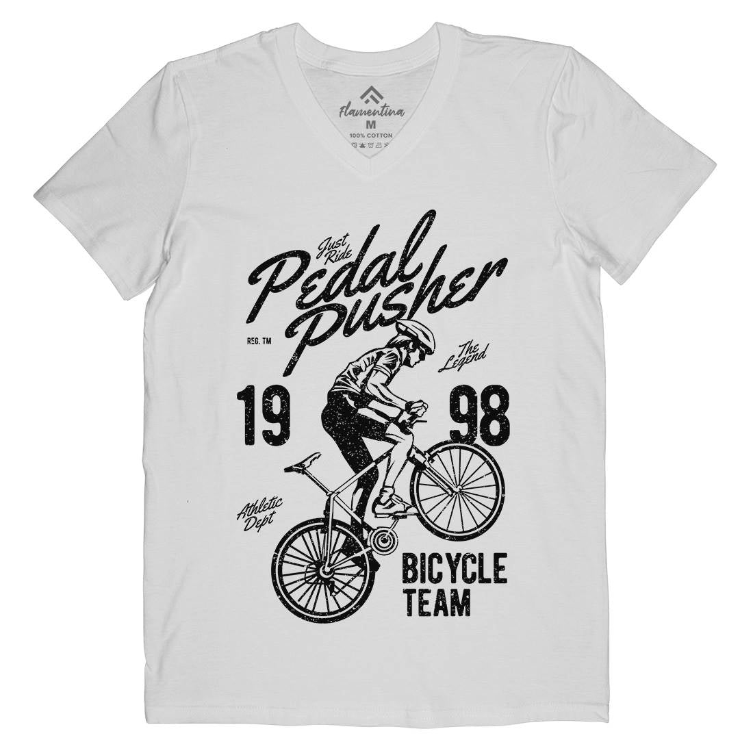 Pedal Pusher Mens V-Neck T-Shirt Bikes A734