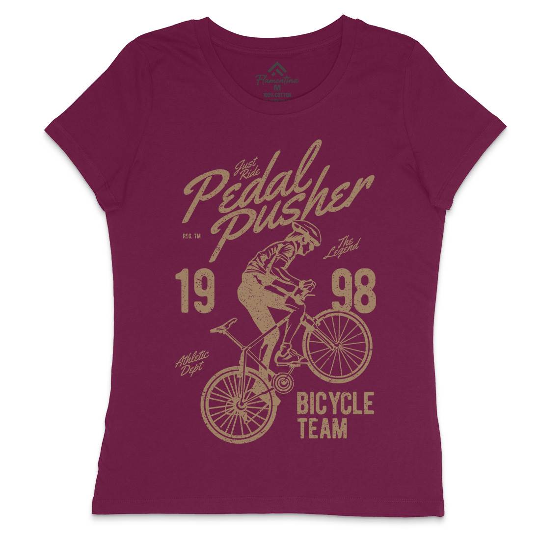 Pedal Pusher Womens Crew Neck T-Shirt Bikes A734