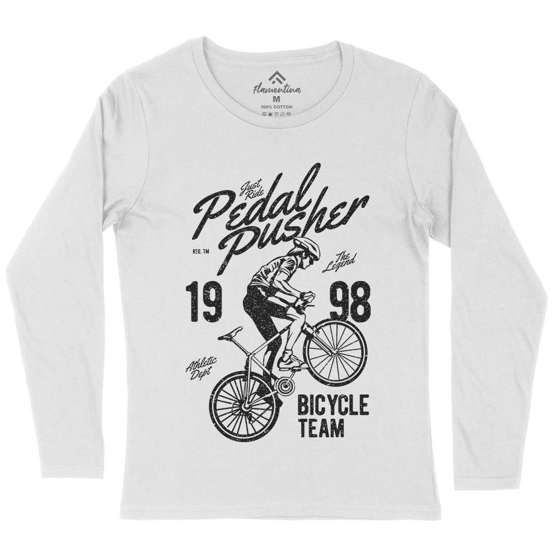 Pedal Pusher Womens Long Sleeve T-Shirt Bikes A734