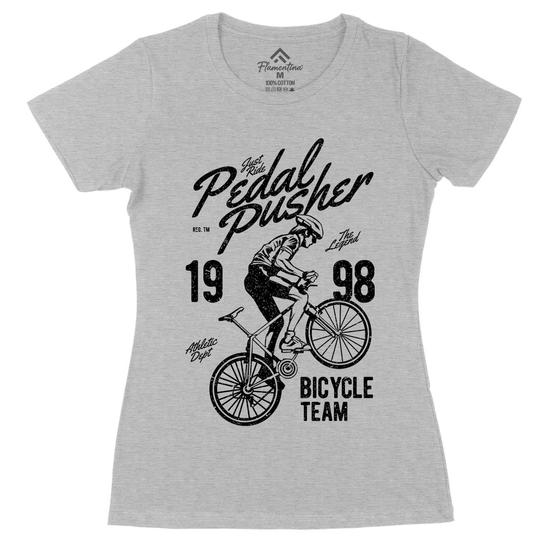 Pedal Pusher Womens Organic Crew Neck T-Shirt Bikes A734