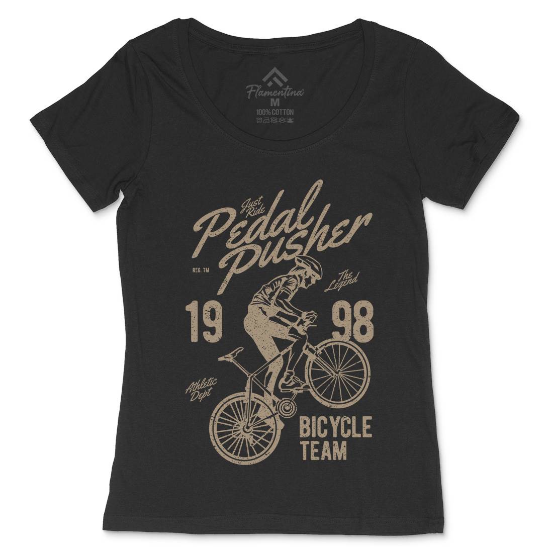 Pedal Pusher Womens Scoop Neck T-Shirt Bikes A734