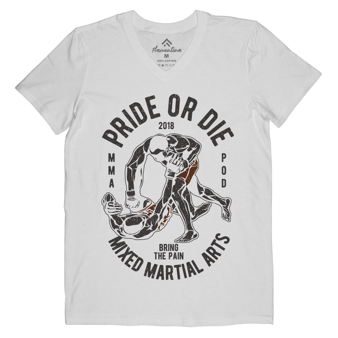 Pride Or Die Mens Organic V-Neck T-Shirt Sport A735