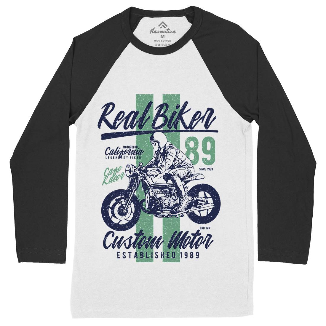 Real Biker Mens Long Sleeve Baseball T-Shirt Motorcycles A739