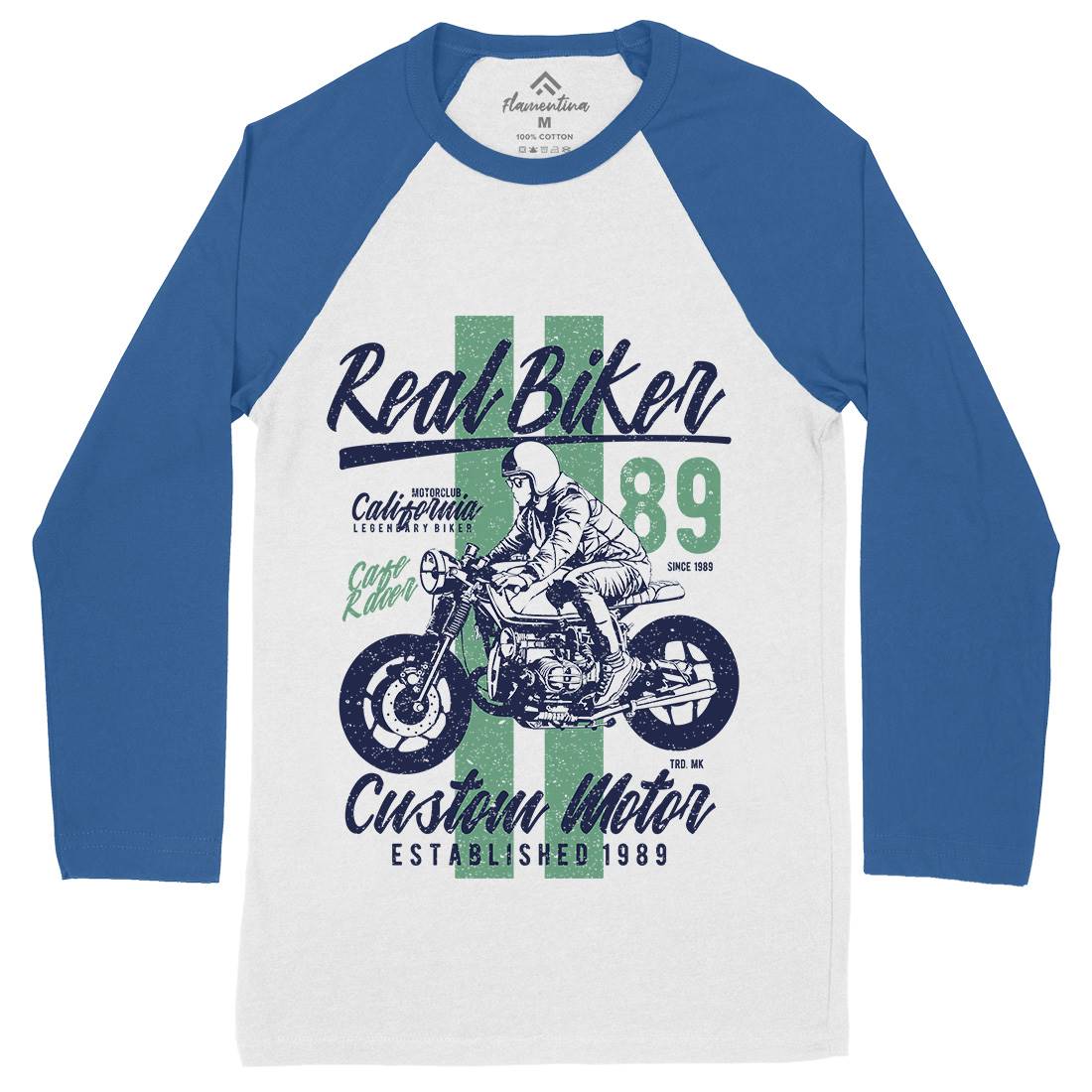 Real Biker Mens Long Sleeve Baseball T-Shirt Motorcycles A739