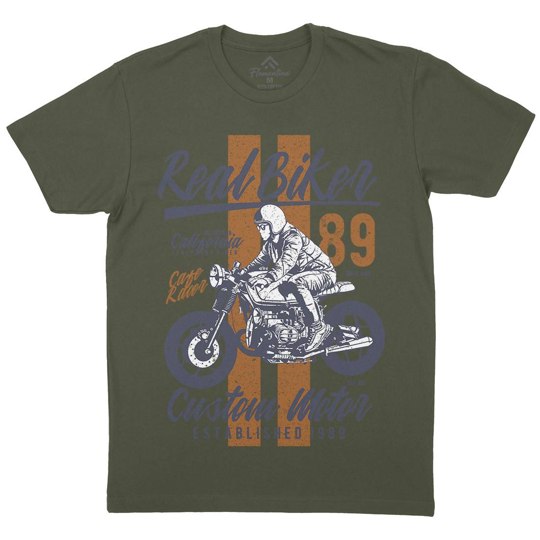 Real Biker Mens Organic Crew Neck T-Shirt Motorcycles A739