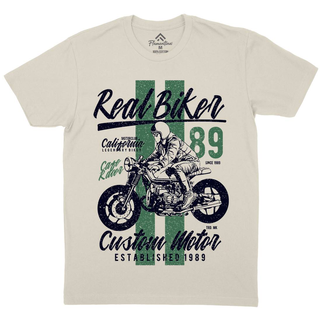 Real Biker Mens Organic Crew Neck T-Shirt Motorcycles A739