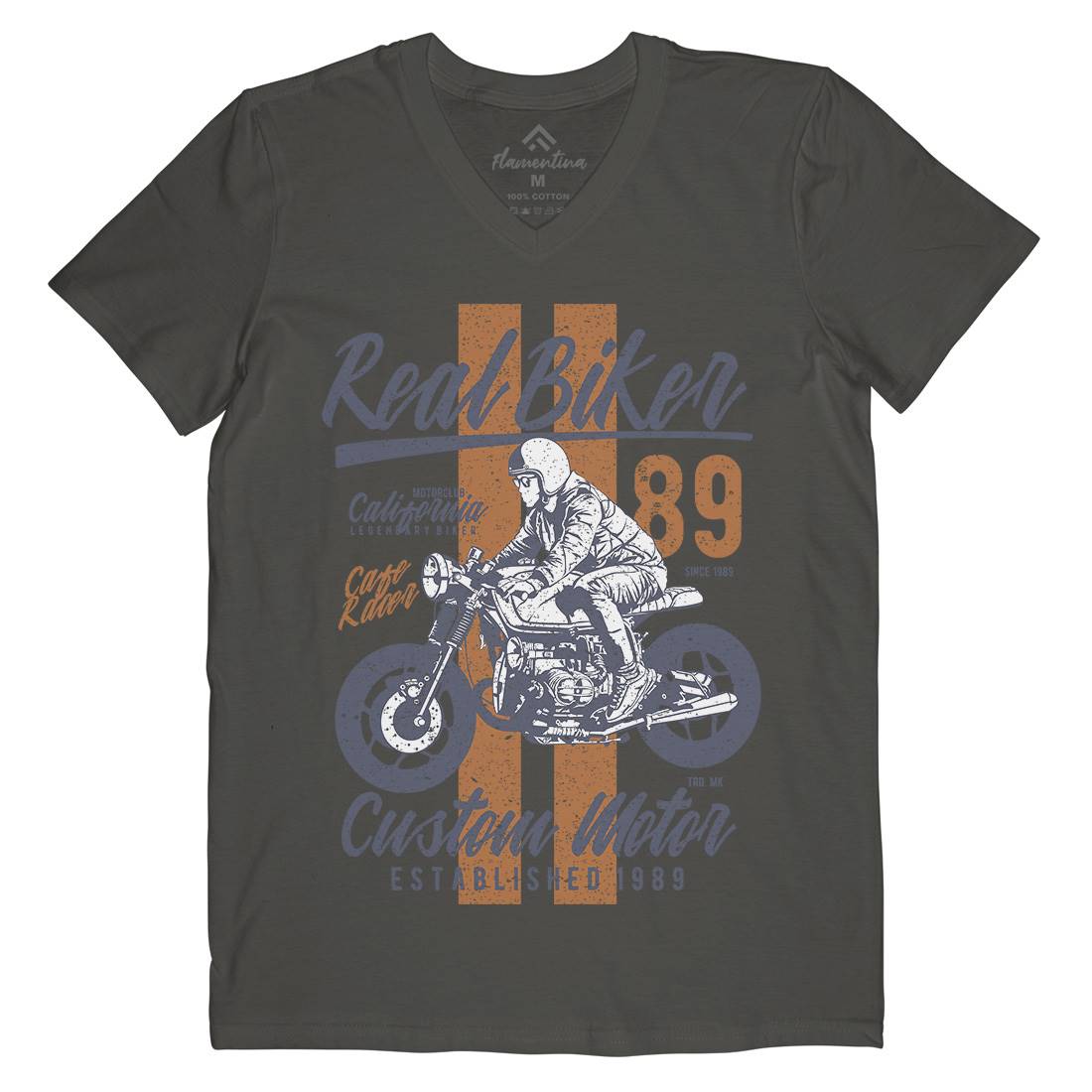 Real Biker Mens V-Neck T-Shirt Motorcycles A739