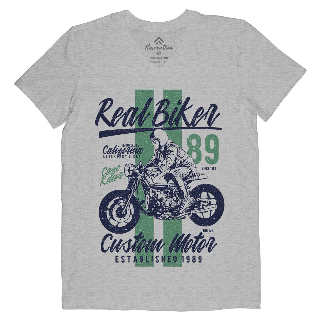 Real Biker Mens V-Neck T-Shirt Motorcycles A739