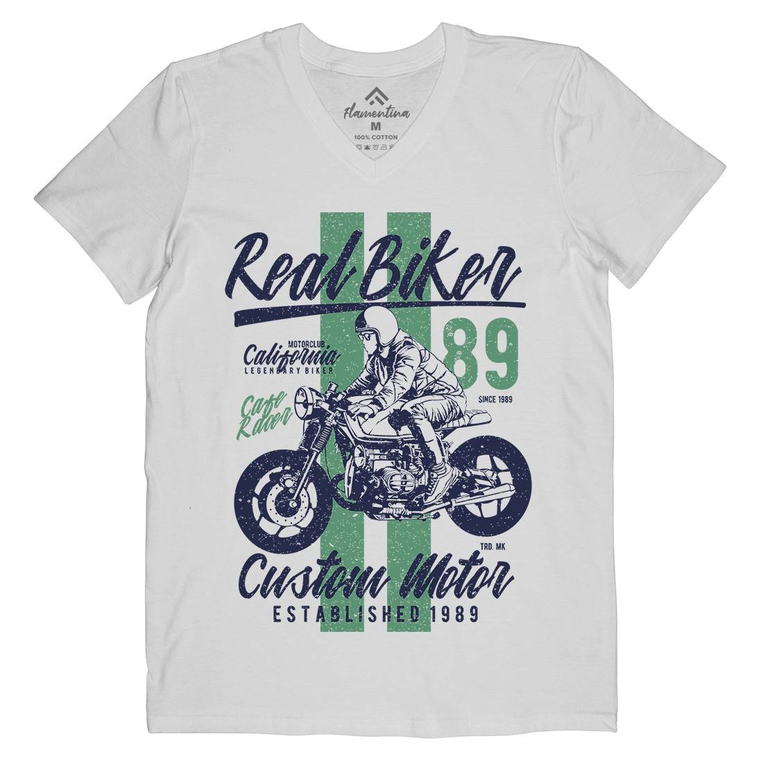 Real Biker Mens Organic V-Neck T-Shirt Motorcycles A739