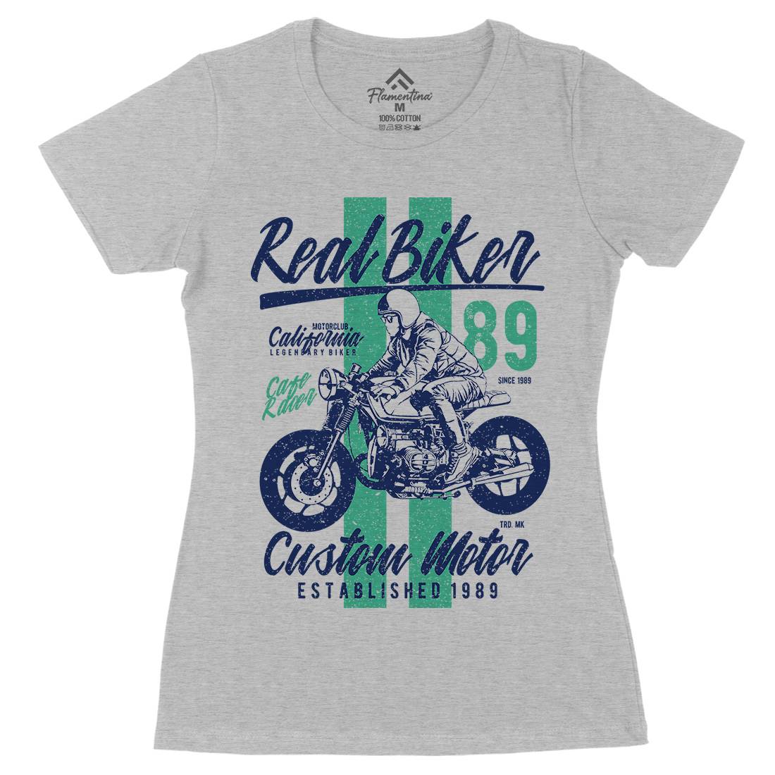 Real Biker Womens Organic Crew Neck T-Shirt Motorcycles A739