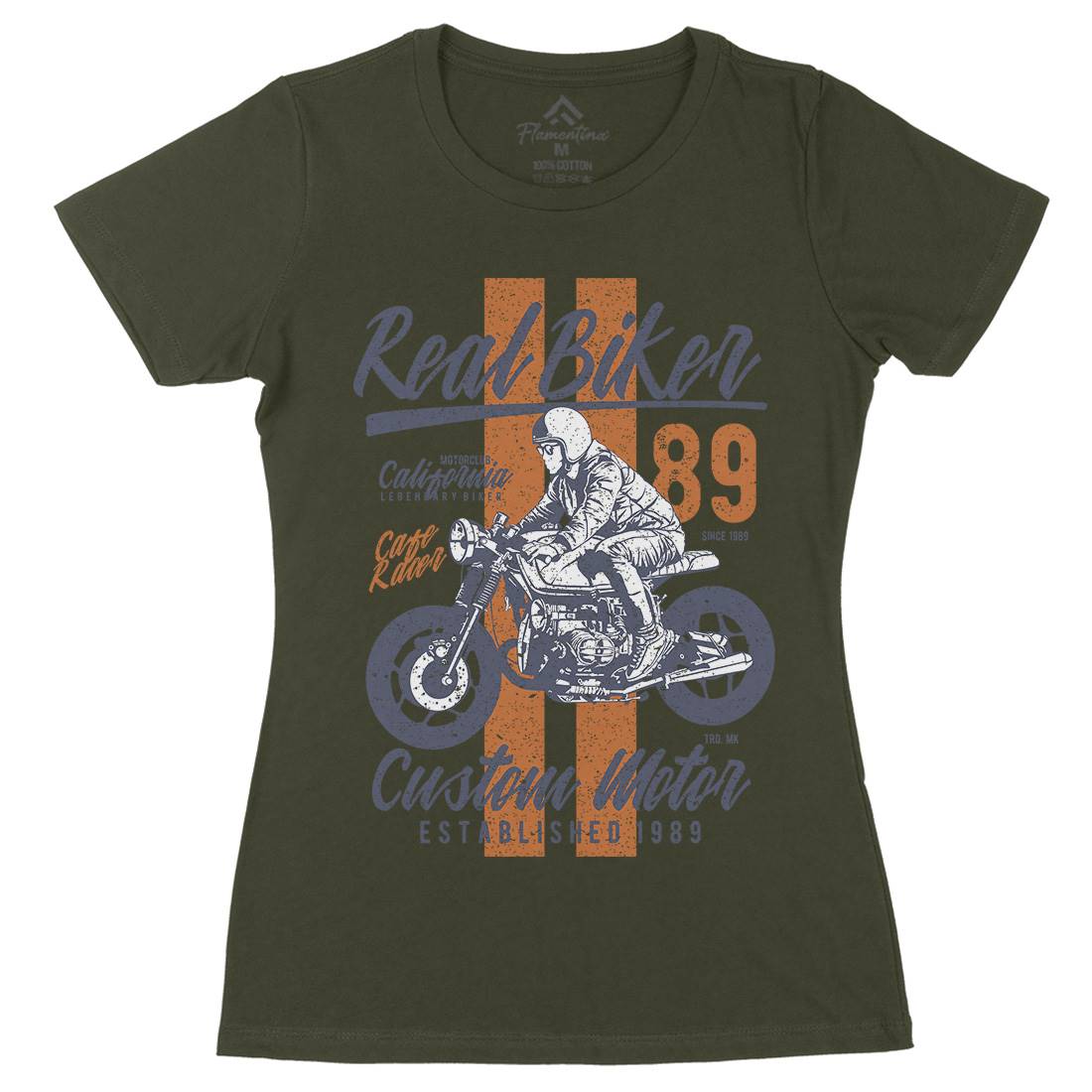 Real Biker Womens Organic Crew Neck T-Shirt Motorcycles A739