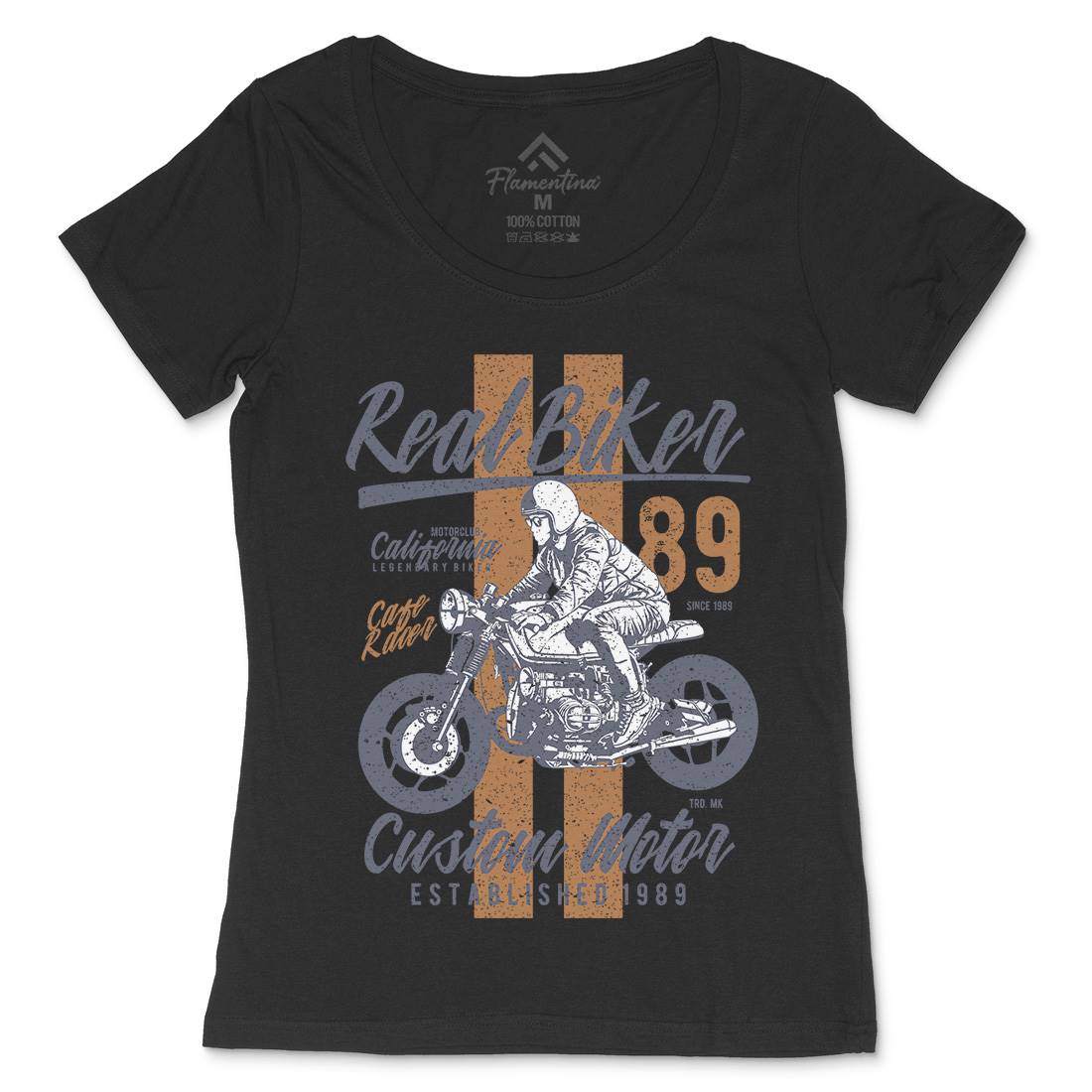 Real Biker Womens Scoop Neck T-Shirt Motorcycles A739