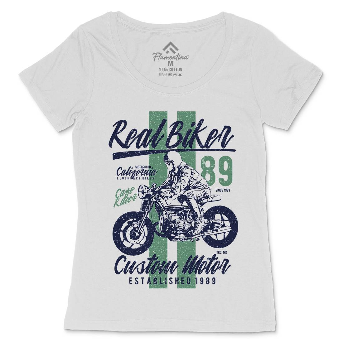 Real Biker Womens Scoop Neck T-Shirt Motorcycles A739