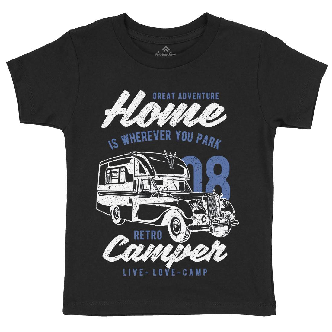 Retro Campers Kids Crew Neck T-Shirt Nature A740