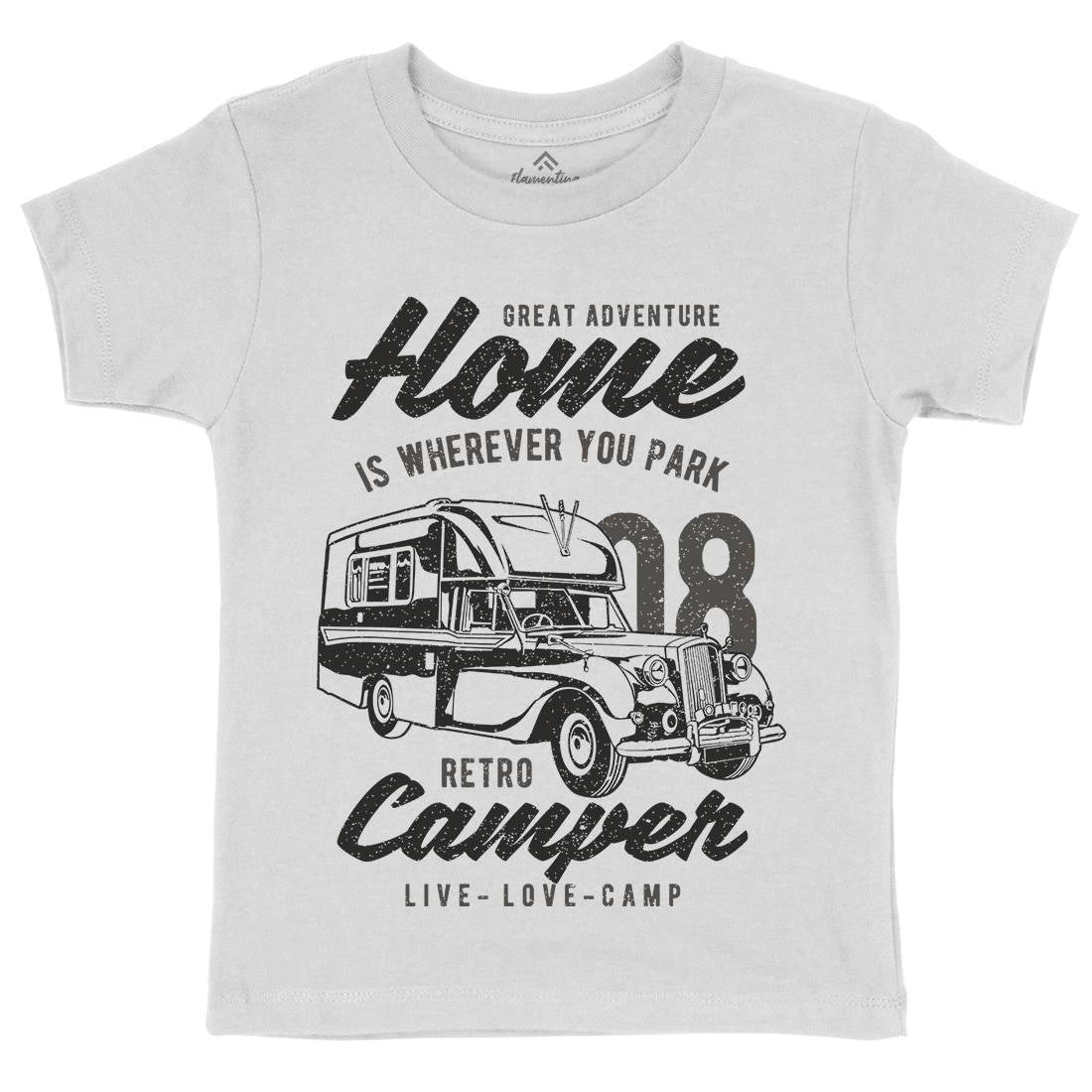 Retro Campers Kids Crew Neck T-Shirt Nature A740