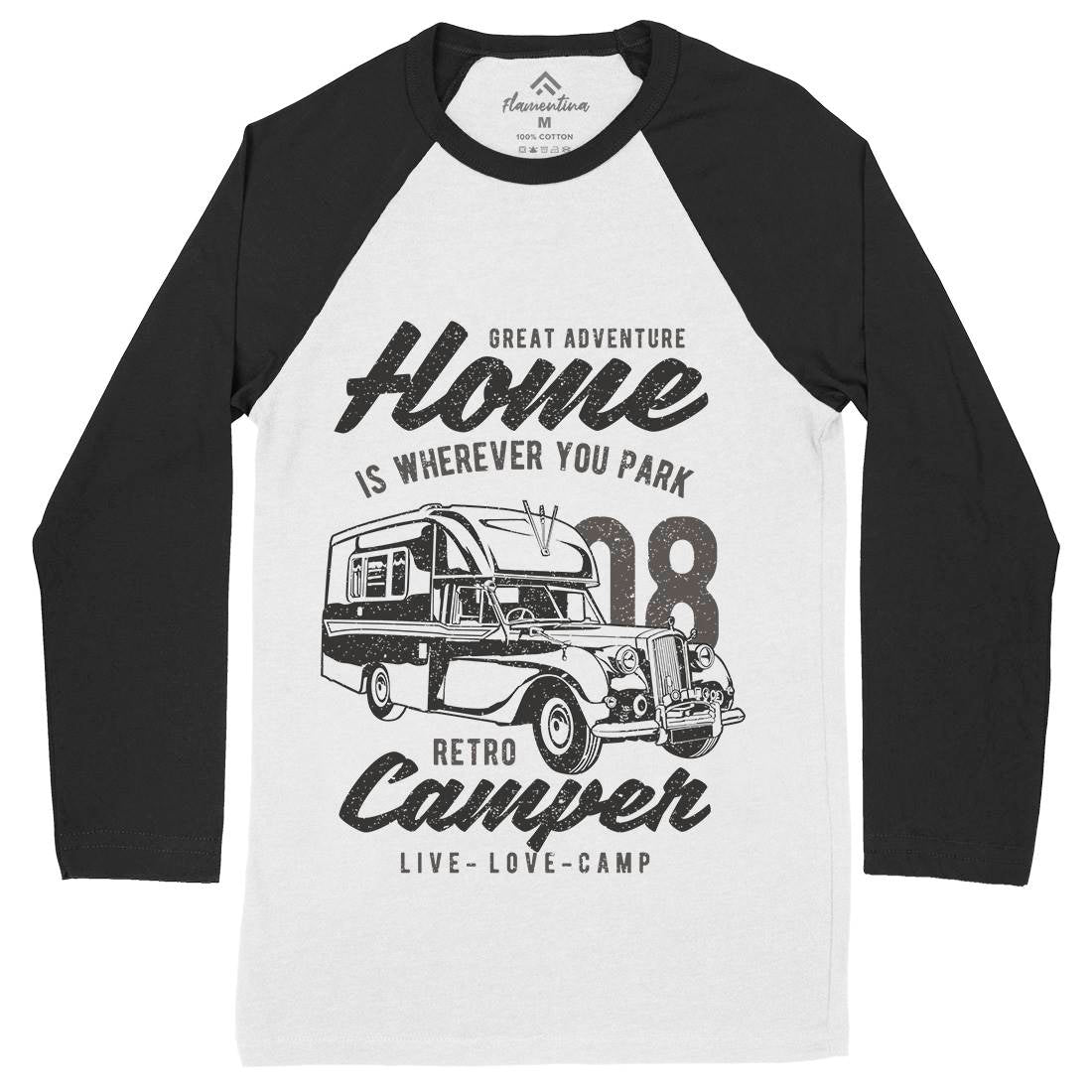 Retro Campers Mens Long Sleeve Baseball T-Shirt Nature A740