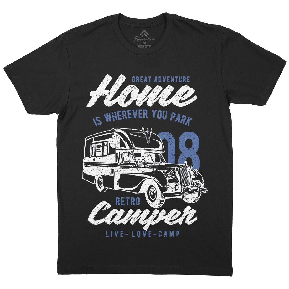 Retro Campers Mens Crew Neck T-Shirt Nature A740